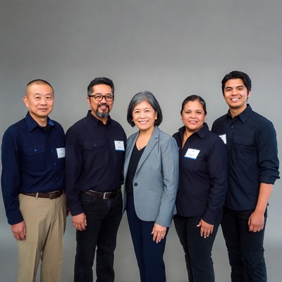 Group portrait at indoor event setting