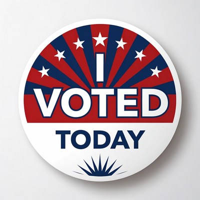 Voting sticker with message for today