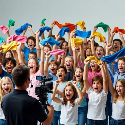 Children celebrate during group event