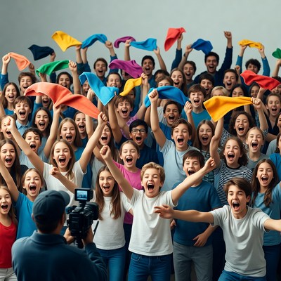 Kids celebrate with colorful hats