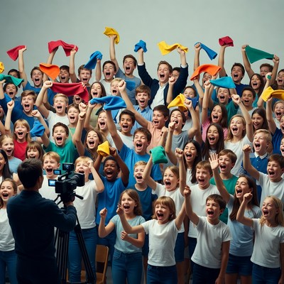Kids celebrate with colorful cloths