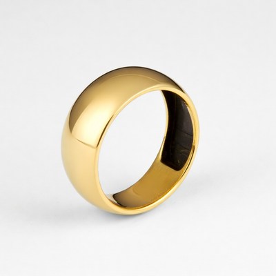 Simple gold ring on white background