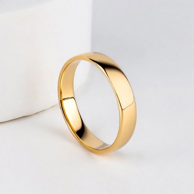 Simple gold ring on display