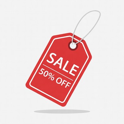 Sale tag indicating discount for products