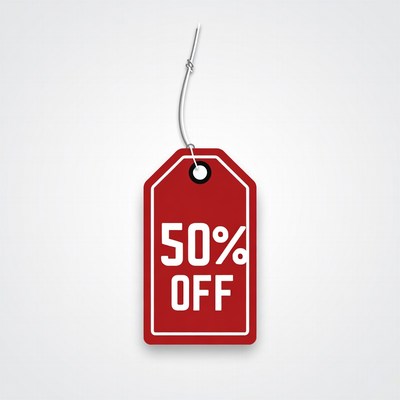 50 percent discount tag on sale