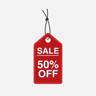 Sale tag offers discount on items