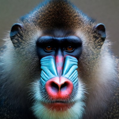 Baboon with unique facial markings