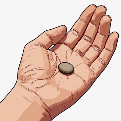 Hand holding a small round object