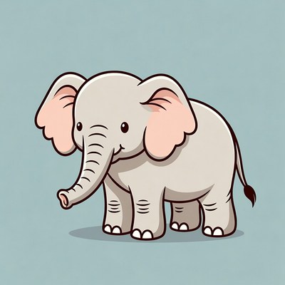 Cartoon elephant standing on a blue background