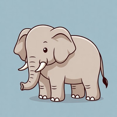 Elephant cartoon on plain background