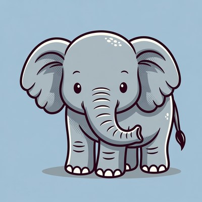 Cute elephant standing and smiling
