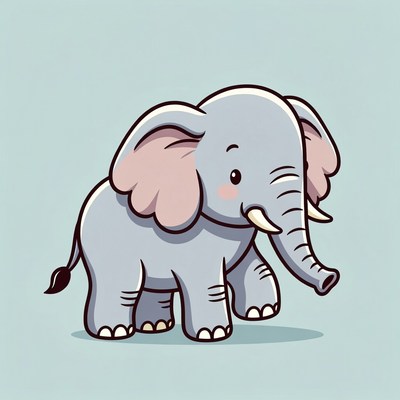 Cute cartoon elephant standing alone