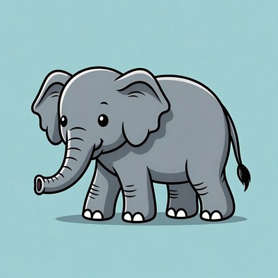 Cartoon style of a gray elephant