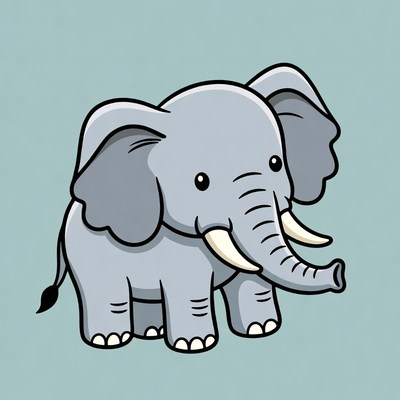 Cute cartoon elephant standing still