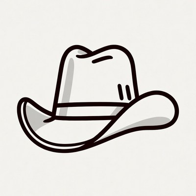 Cowboy hat sketch on light background