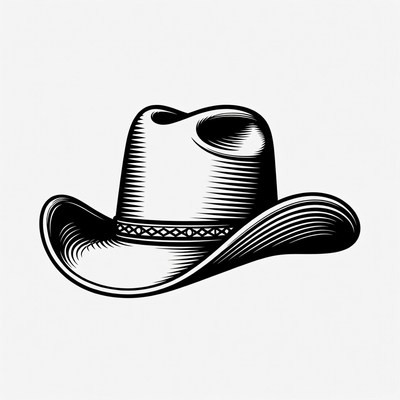 Cowboy hat design in black and white
