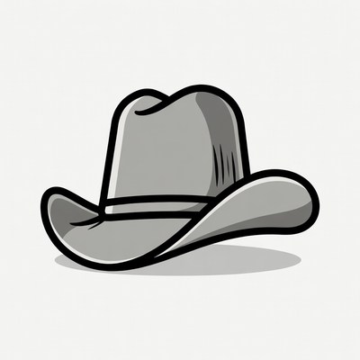 Gray cowboy hat on a plain background