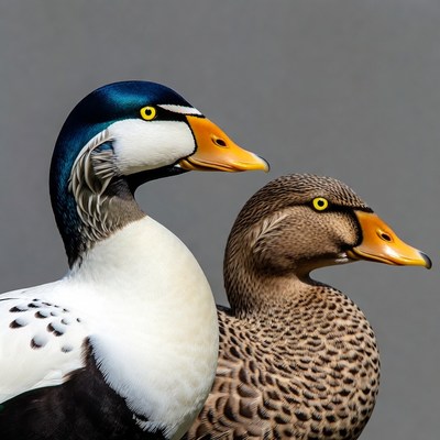 Ducks side by side in focus
