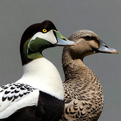 Ducks standing next to each other