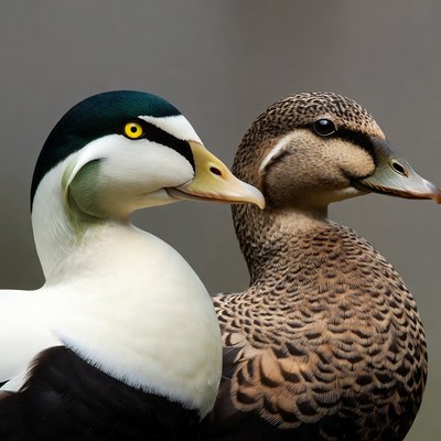Ducks standing side by side