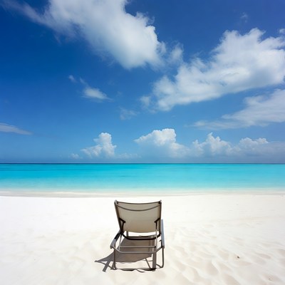Beach chair facing the ocean