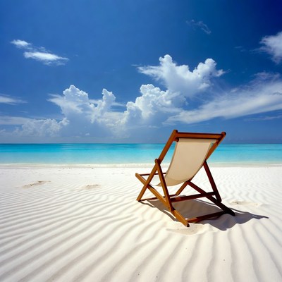 Beach chair by the water's edge
