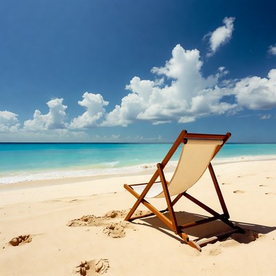 Relaxation chair on empty beach
