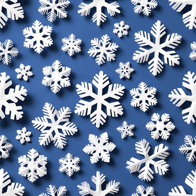 White snowflakes on blue background