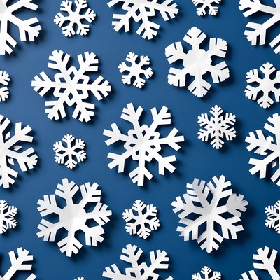 White snowflakes on blue background
