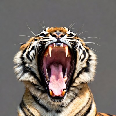 Tiger yawning in bright light