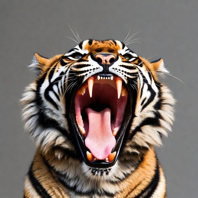 Tiger roaring with open mouth