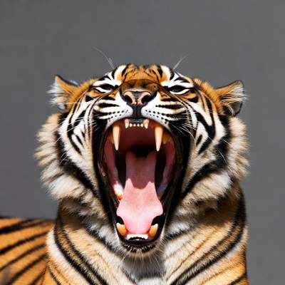Tiger yawning in natural habitat