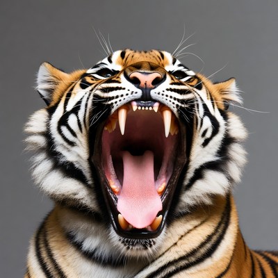 Tiger roaring with open mouth