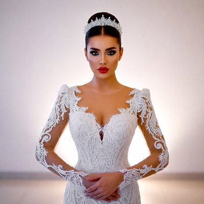 Bride in white gown with crown