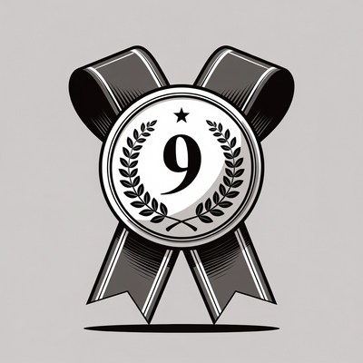Award ribbon with number nine