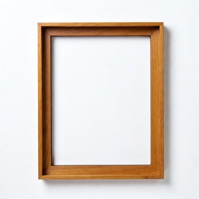 Wooden picture frame on white wall