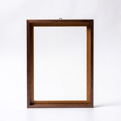 Empty wooden frame on white background