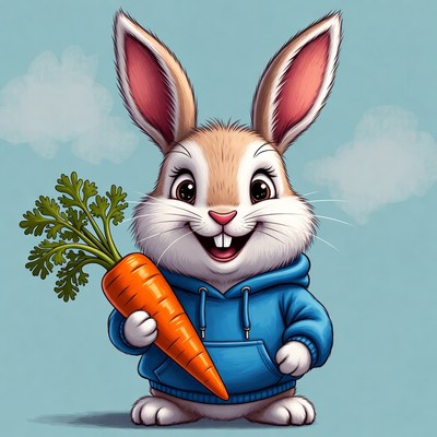 Bunny with carrot in hoodie