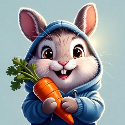 Bunny with carrot in hoodie