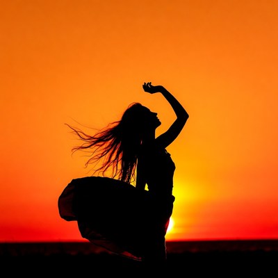 Sunset silhouette by the beach