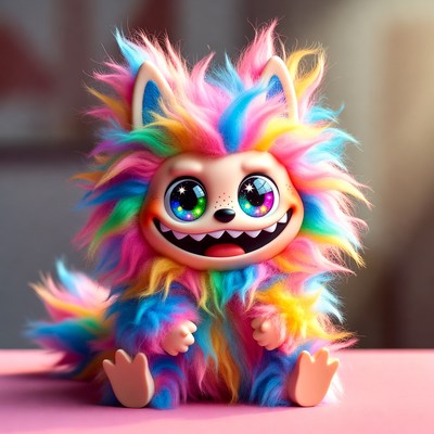 Colorful toy with bright fur
