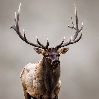 Elk standing with large antlers