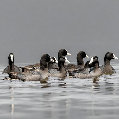 Group of birds swimming in water