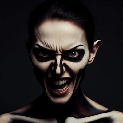 Woman with dramatic face paint