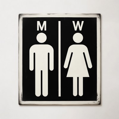 Sign for men's and women's restrooms