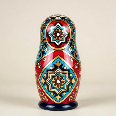 Colorful russian nesting doll displayed