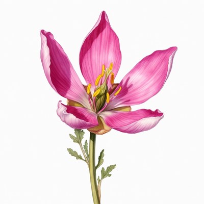 Pink flower with open petals in bloom