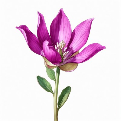 Bright purple flower with leaves