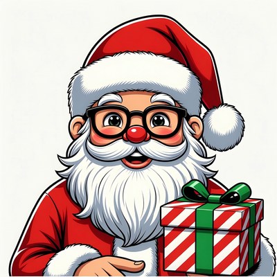 Santa with gift box for holiday cheer