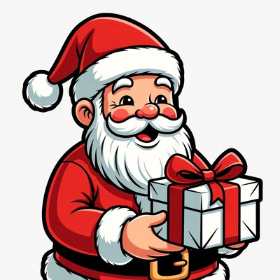 Santa holding a gift during a celebration